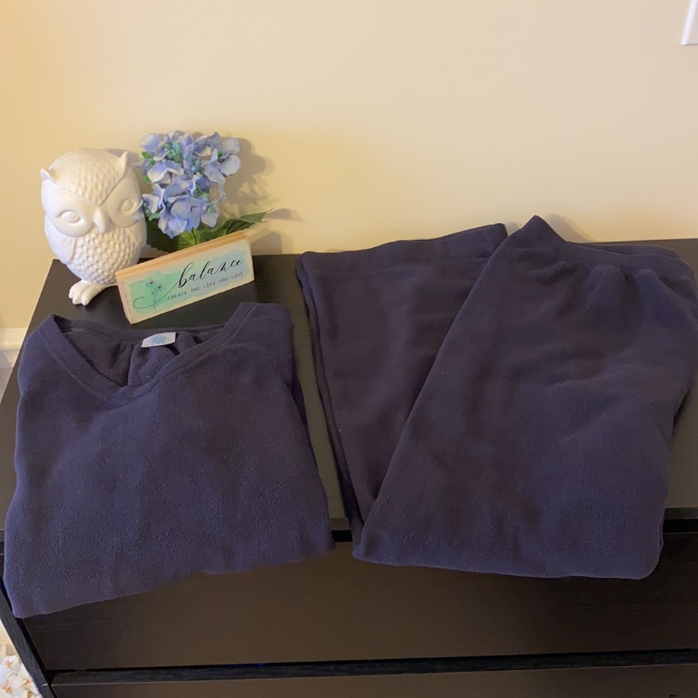 Lands End Navy Blue Fleece Set Size M